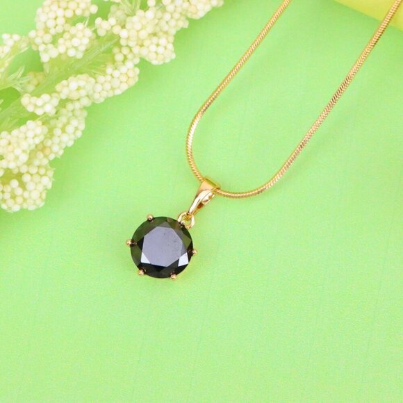 "Classic Round Black Pendant in Rose Gold with Glossy Faceted Finish, XPPT1501 - Picture 2 of 13